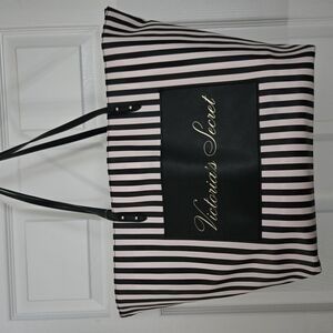Victoria's Secret Black and White Striped Tote Bag